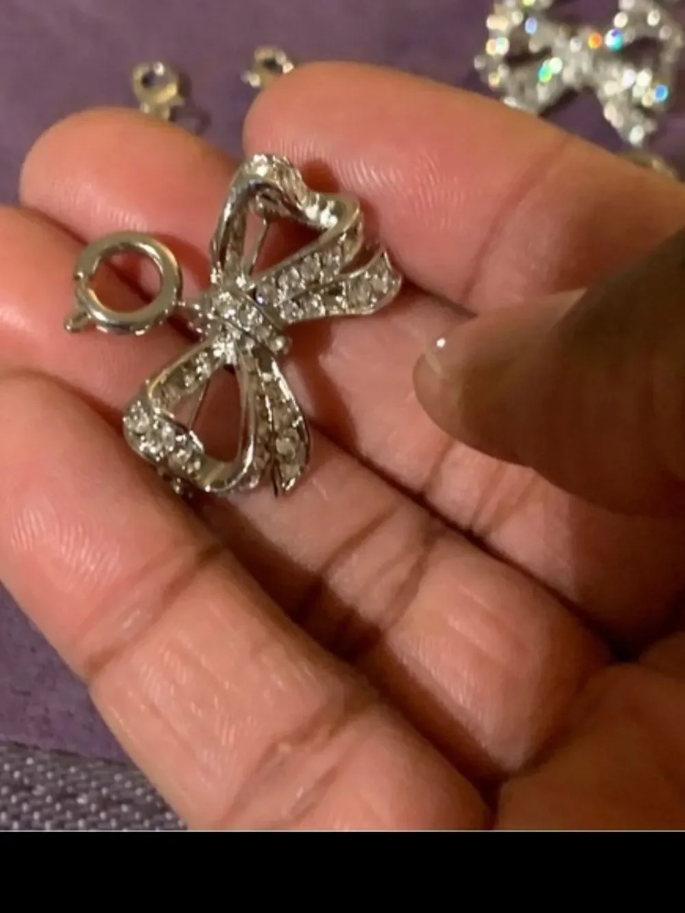 Crystal Bow Pin Brooch With Clip